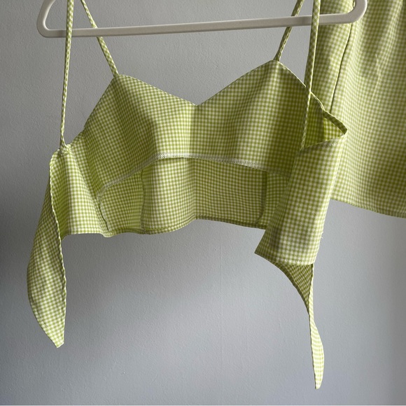 Purrr Melrose Handmade Lime Green Gingham Summer Matching Set - Crop Top & Skort - Picture 8 of 10